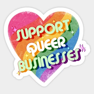 Support Queer Businesses Vintage Distressed Design Sticker